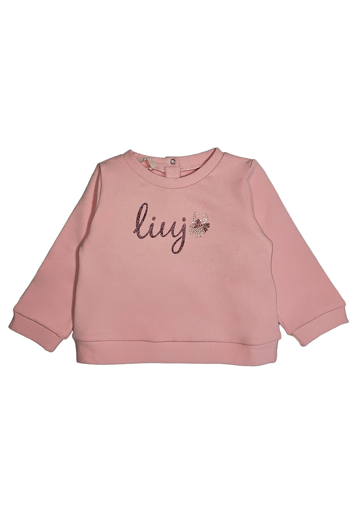 Sudadera de cuello redondo rosa para bebé niña