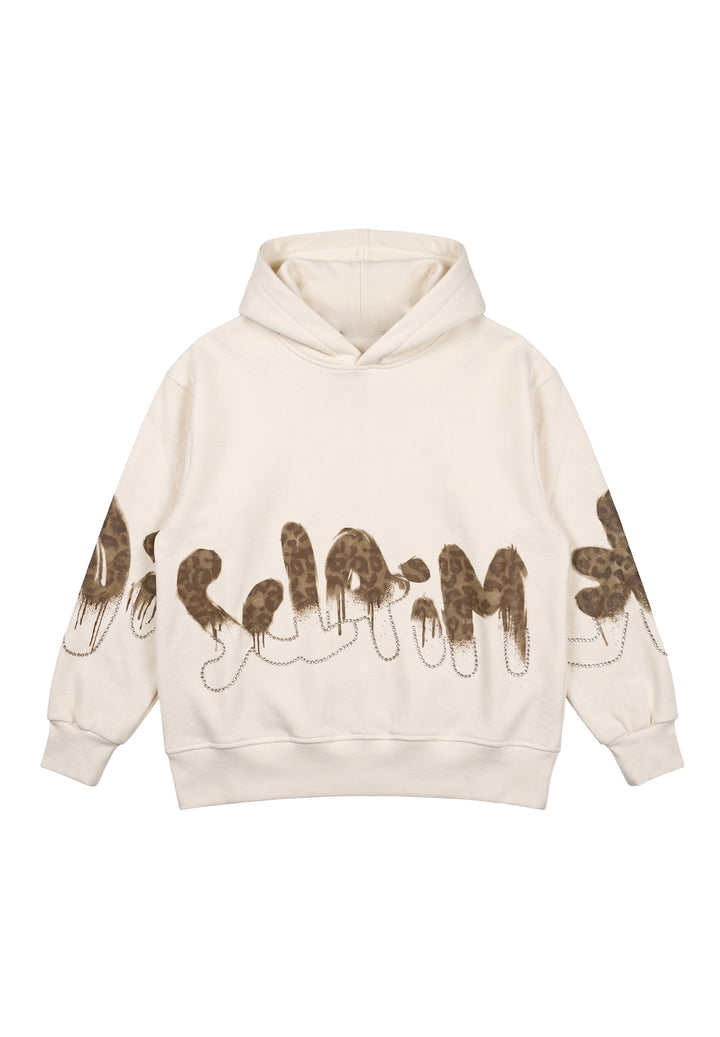 Cremefarbenes Kapuzensweatshirt für Mädchen