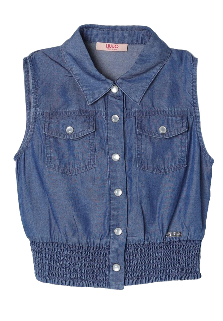 Camisa vaquera azul para niña