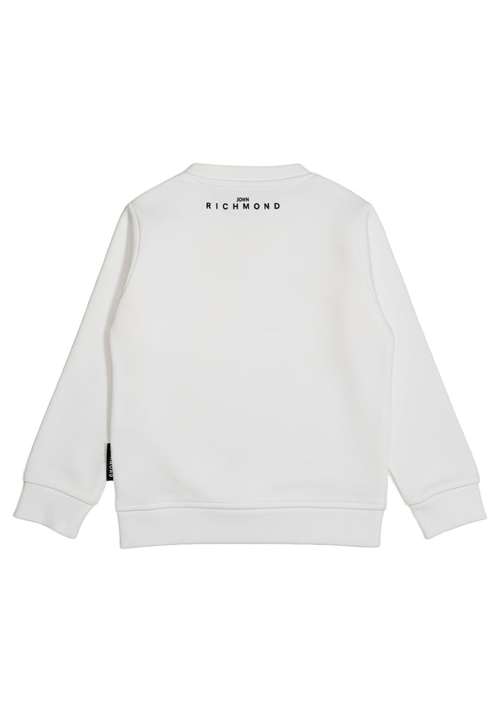 Sudadera de cuello redondo blanca para bebé