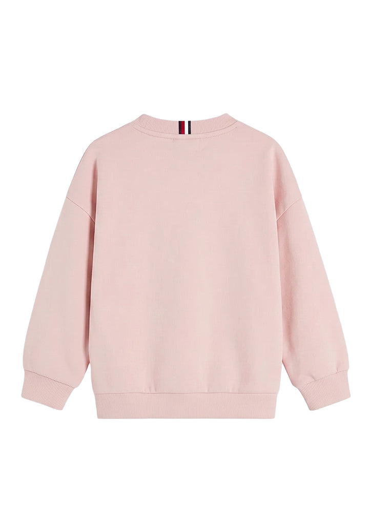 Sudadera de cuello redondo rosa para niña