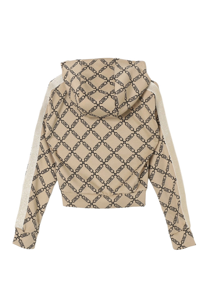 Sudadera con cremallera beige para niña