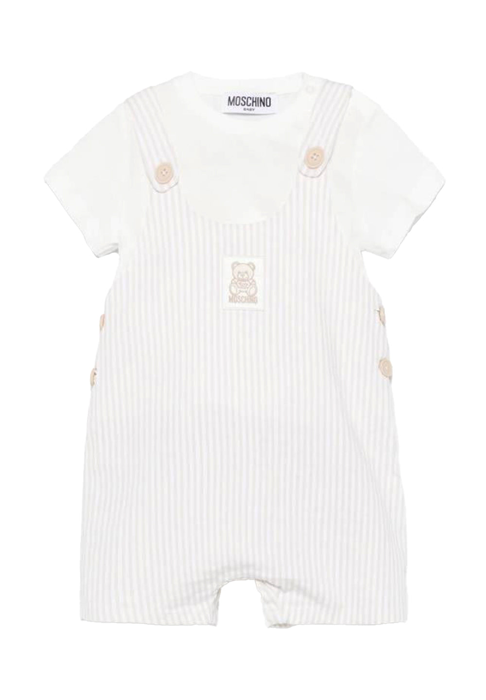 White and beige overalls for baby girl