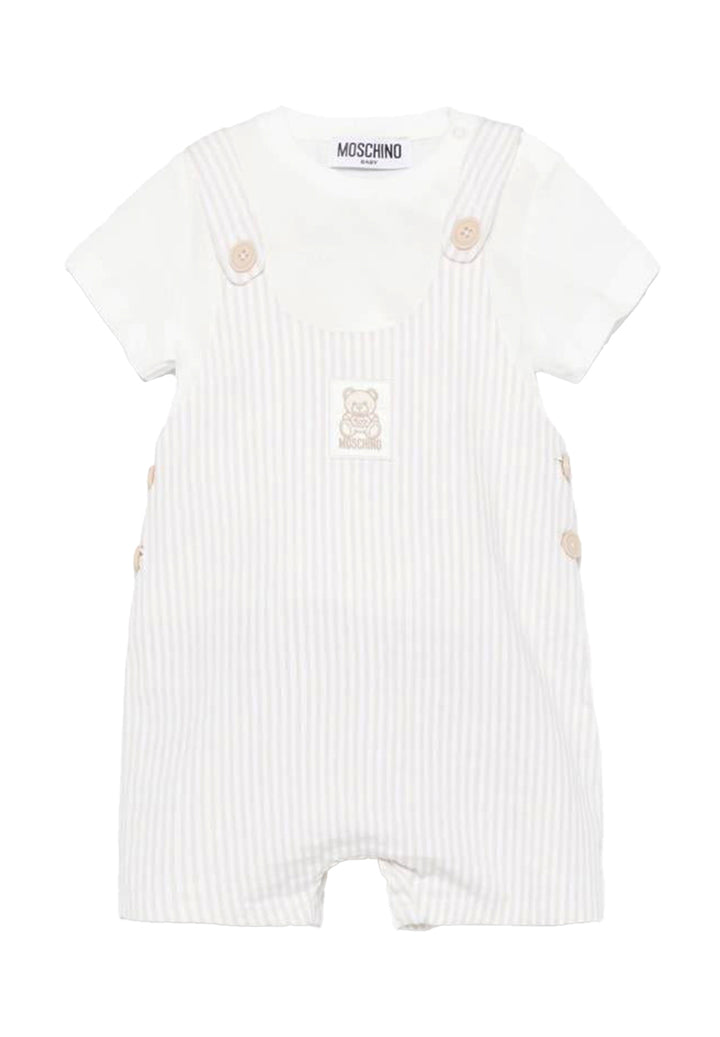 White and beige overalls for baby girl