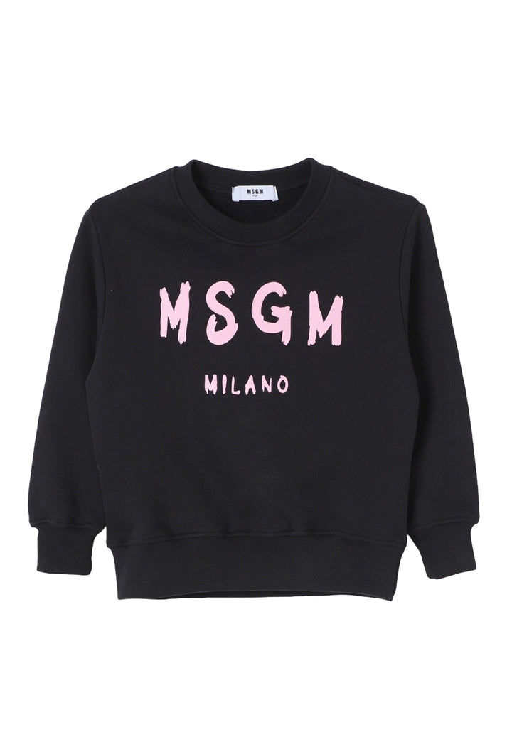 Schwarzes Sweatshirt mit Rundhalsausschnitt für Mädchen
