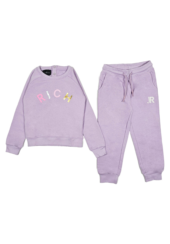 Lilac sweatshirt set for baby girl