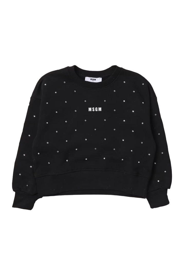 Sweat-shirt noir à col rond pour fille
