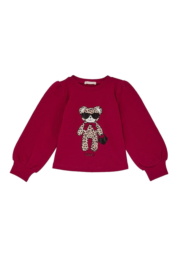 Sudadera de cuello redondo roja para niña