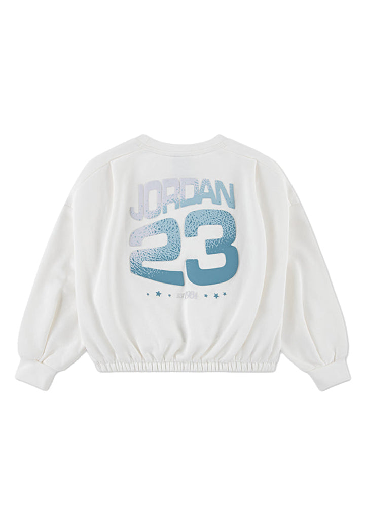 Sweat-shirt blanc à col rond pour fille