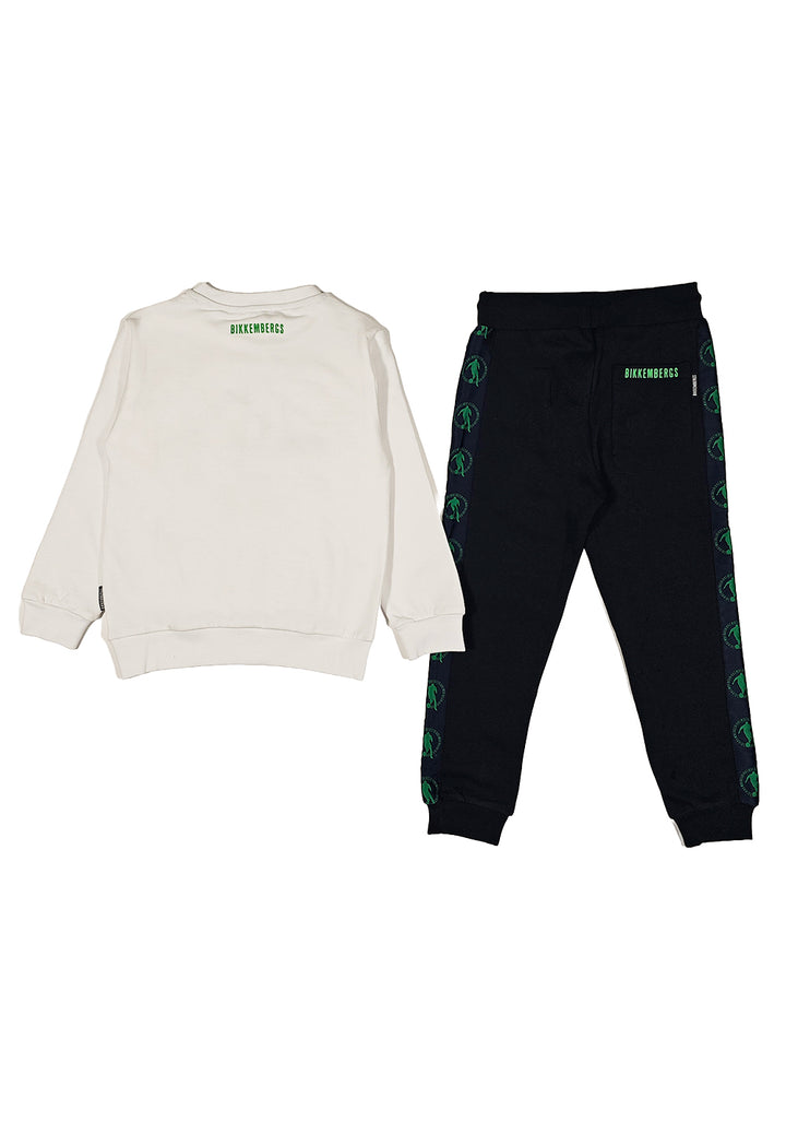 Conjunto de sudadera blanco y azul para niño