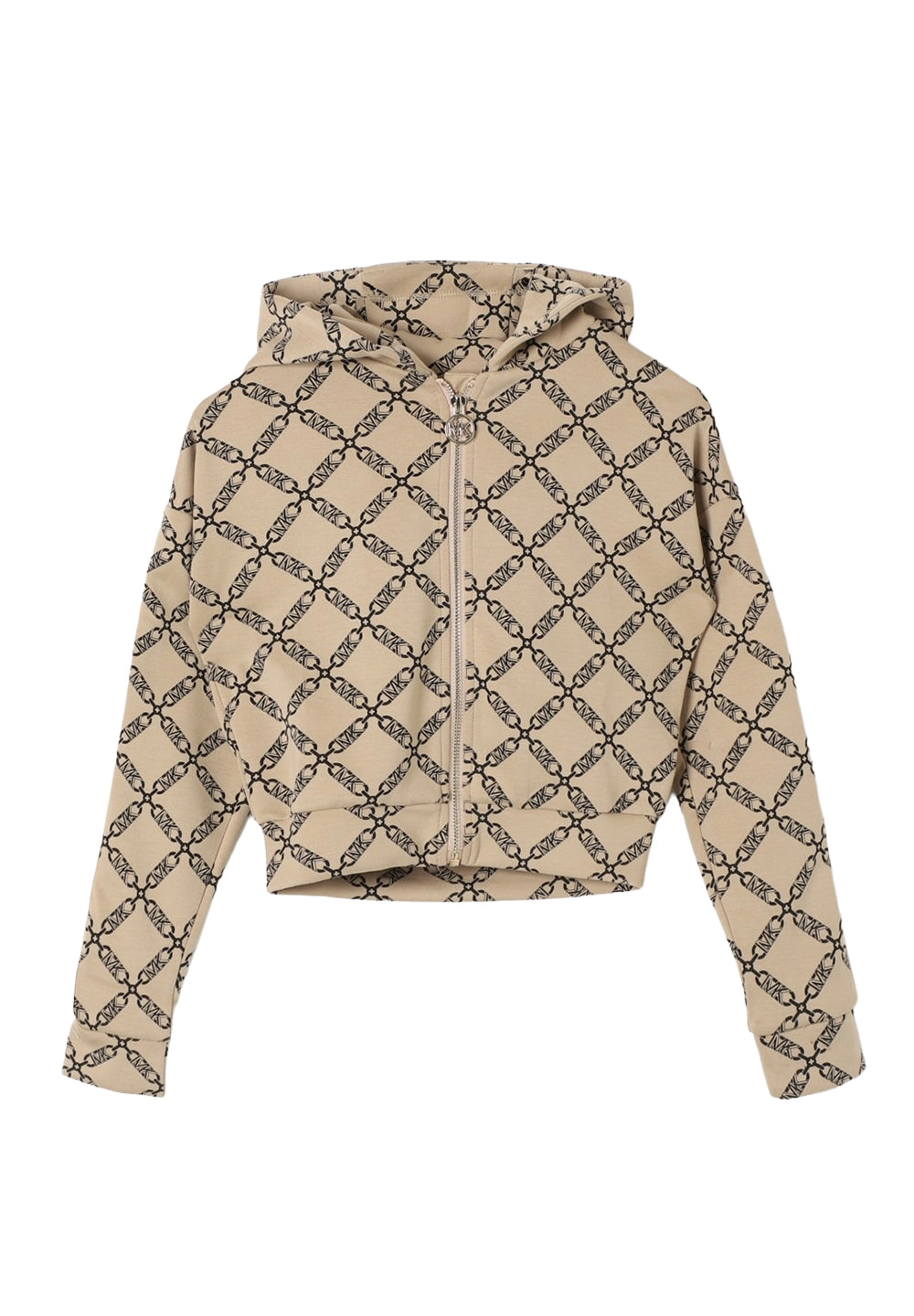 Sudadera con cremallera beige para niña