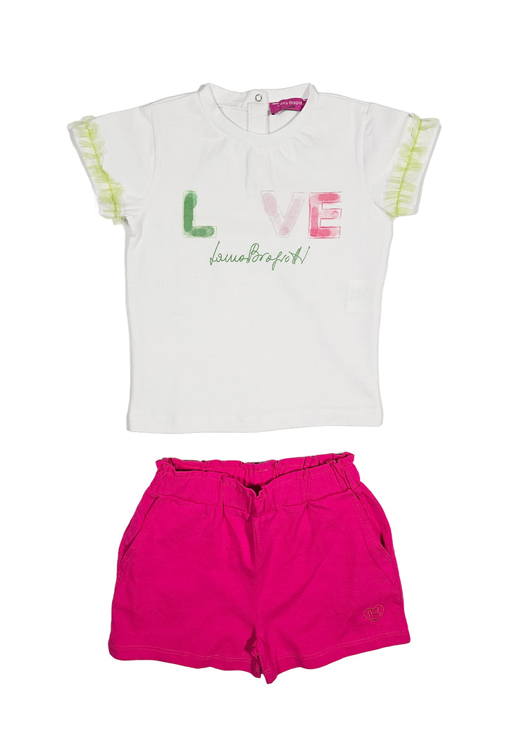 Completo bianco-fuxia per neonata - Primamoda kids