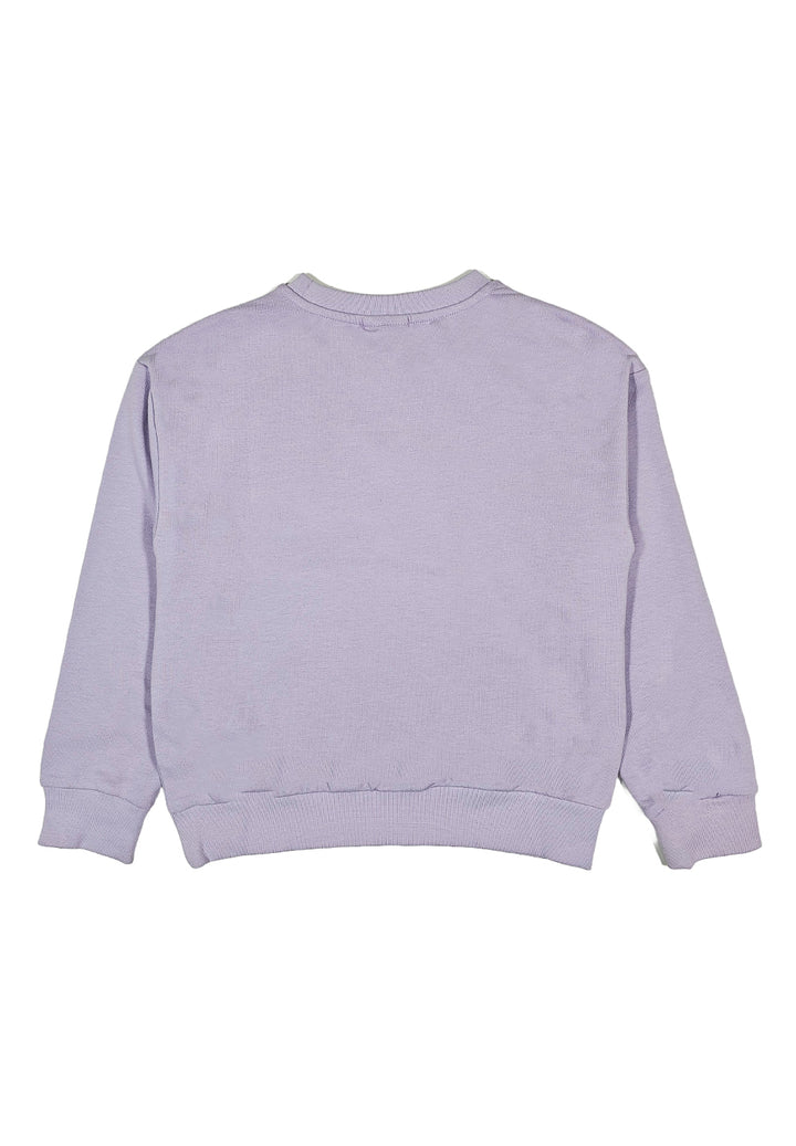 Sudadera de cuello redondo lila para niña
