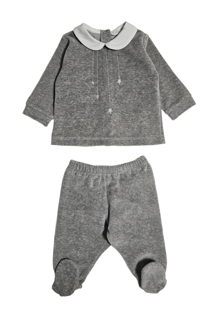 Conjunto de chenilla gris para recién nacido