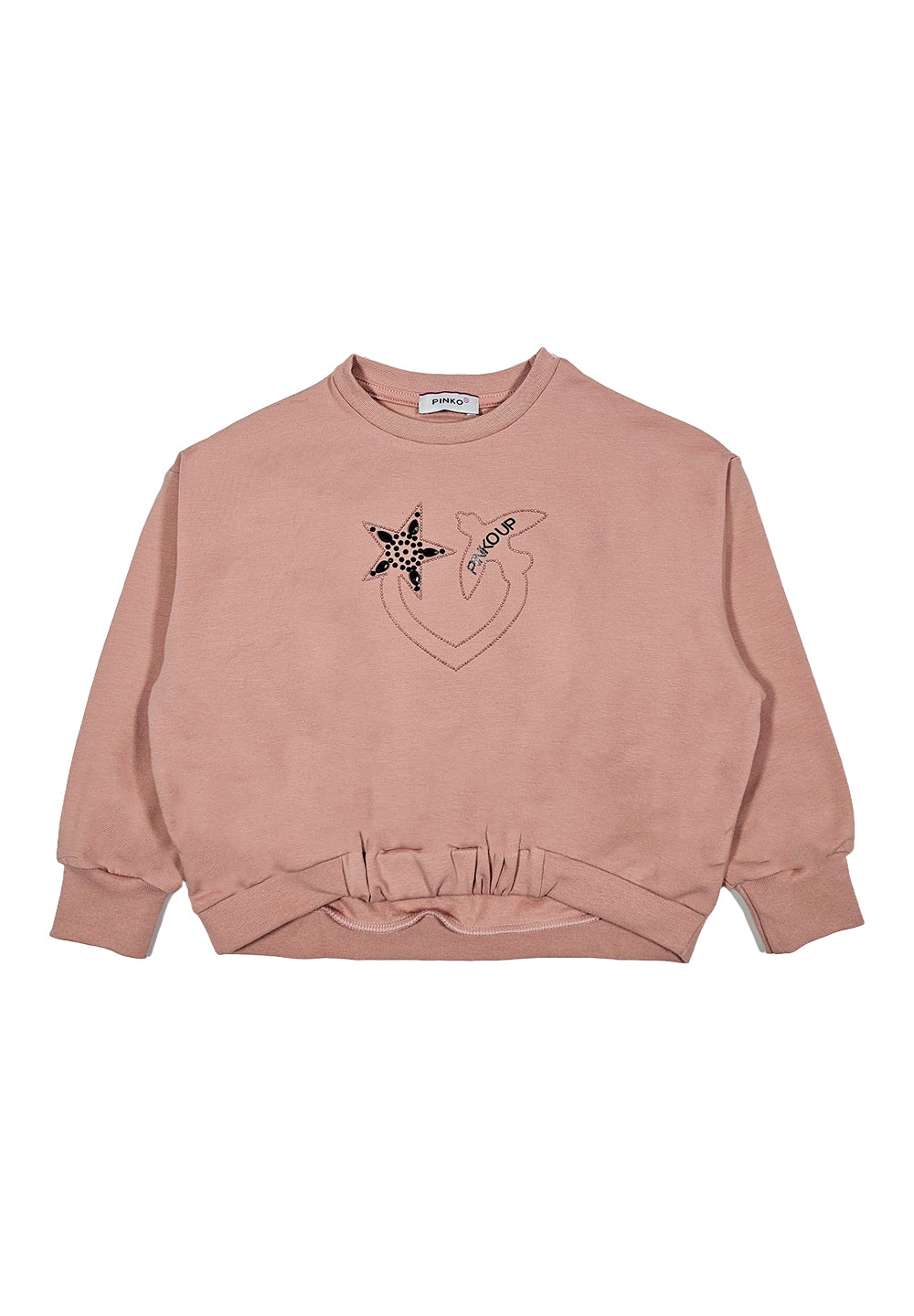 Sudadera de cuello redondo rosa para niña