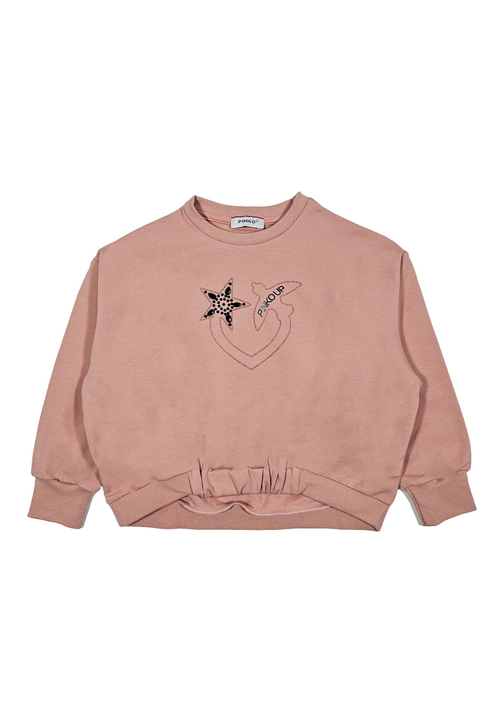 Sudadera de cuello redondo rosa para niña