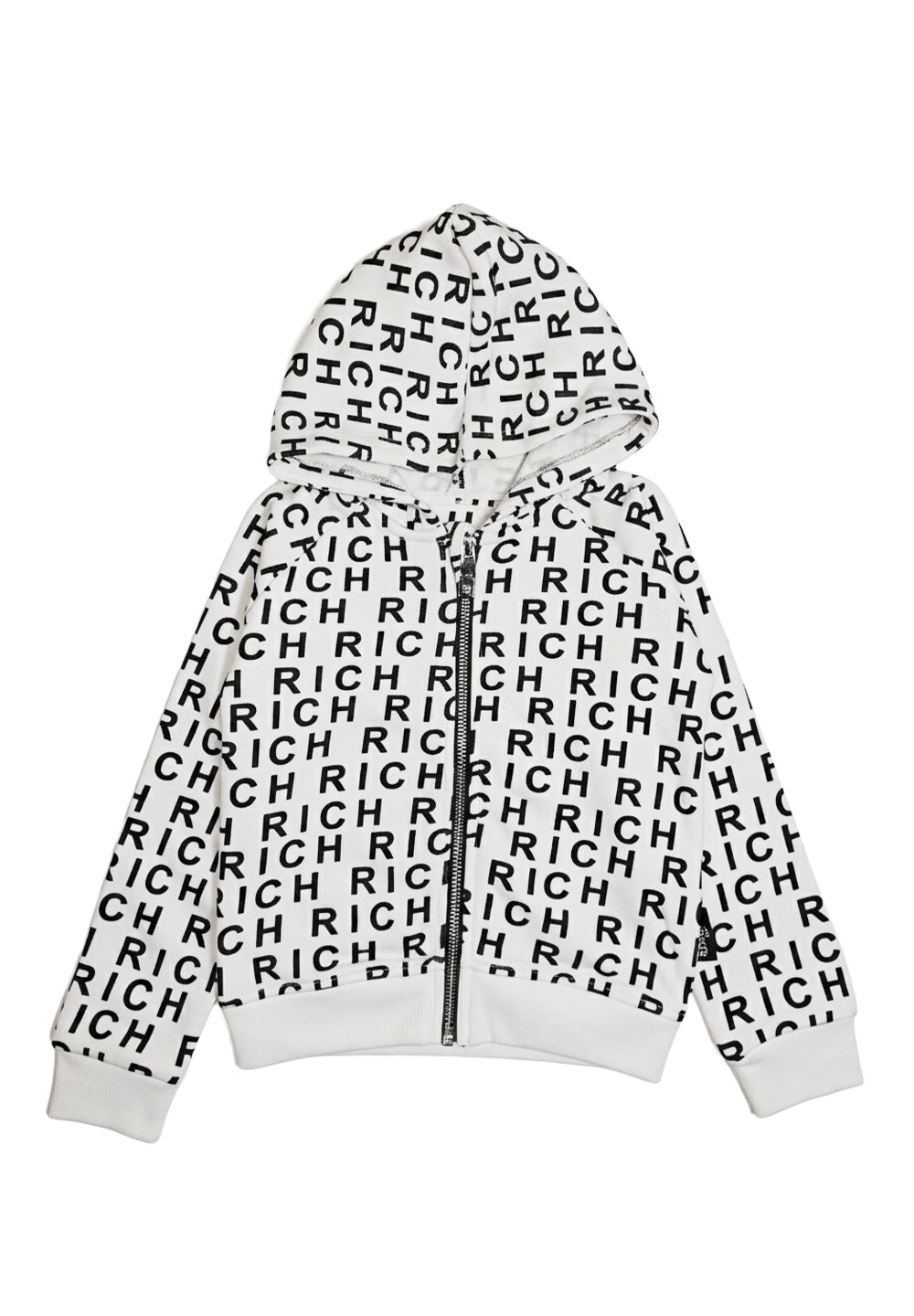 White zip-up sweatshirt for newborn