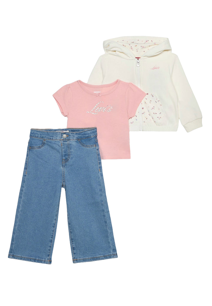 Conjunto de 3 piezas color crema-rosa para bebé niña