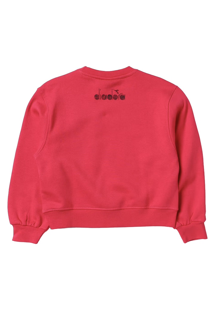 Sudadera de cuello redondo fucsia para niña