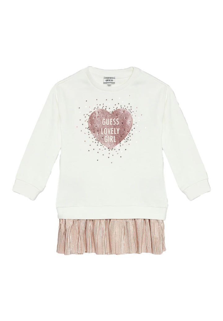 Vestido sudadera blanco y rosa para niña