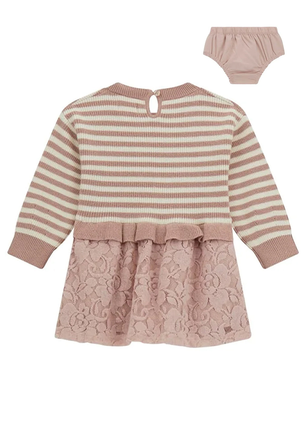 Conjunto de vestido de punto + braguita beige para bebé niña