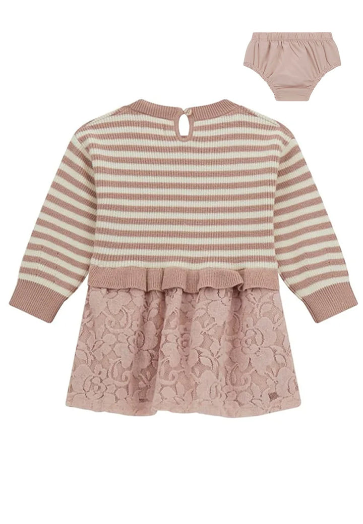 Conjunto de vestido de punto + braguita beige para bebé niña
