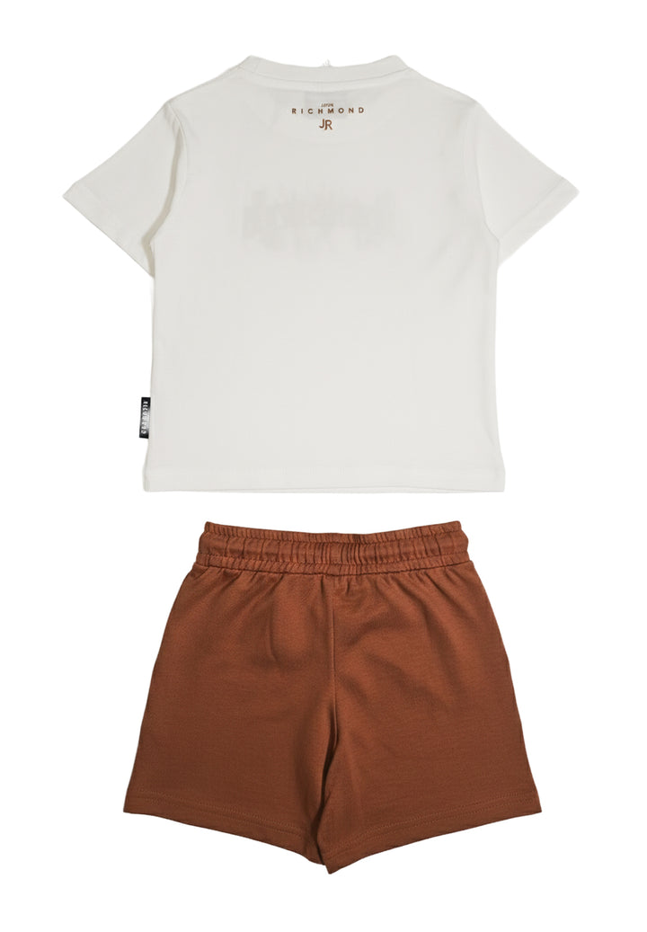 Conjunto blanco y marrón para niño