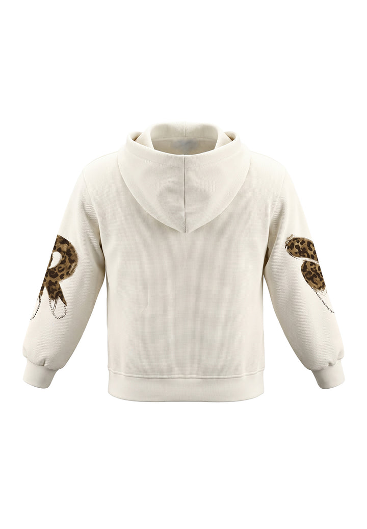 Cremefarbenes Kapuzensweatshirt für Mädchen