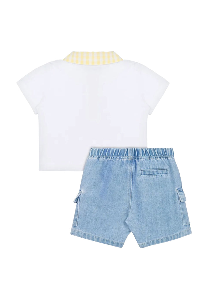White and blue outfit for a baby boy