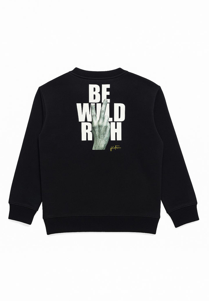 Sudadera de cuello redondo negra para bebé