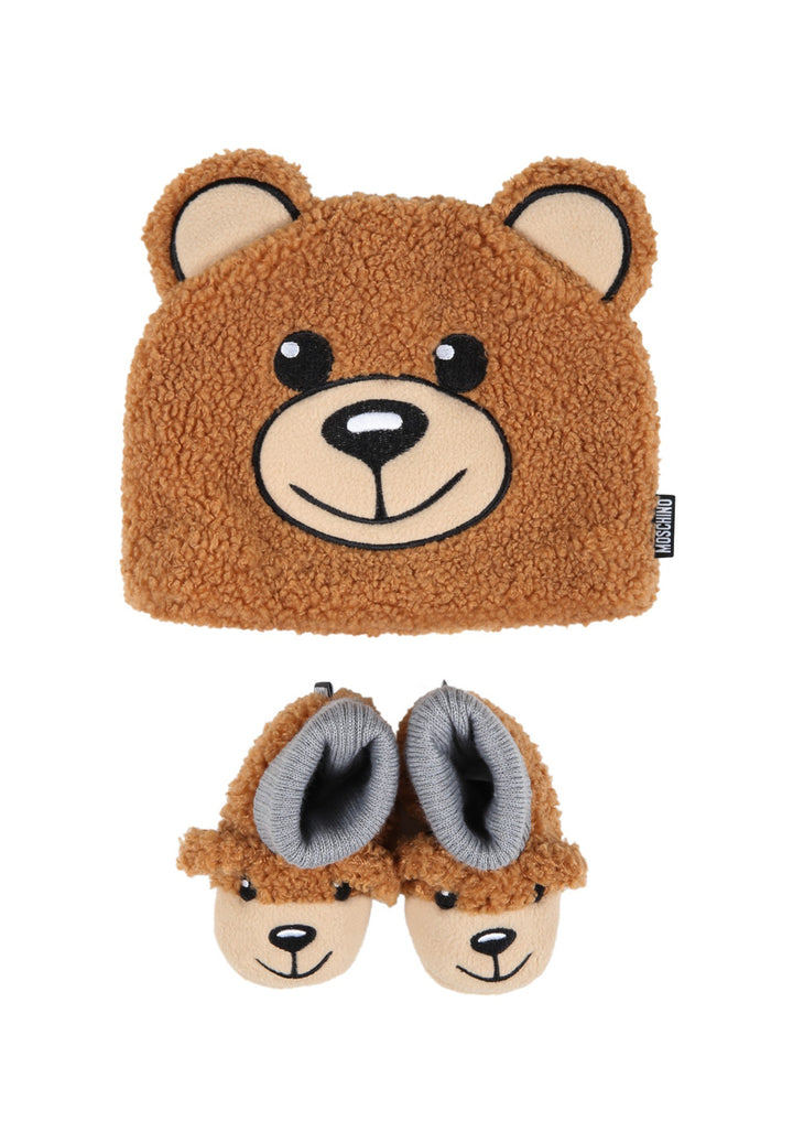 Ensemble bonnet et chaussons marron pour nouveau-nés
