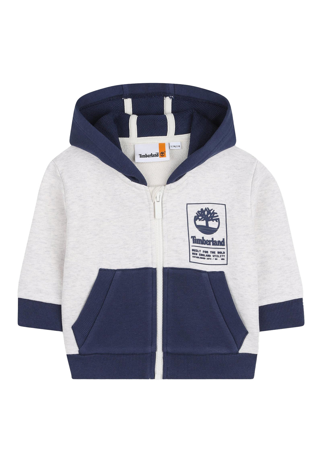Grey-blue hooded zip-up sweatshirt for boys