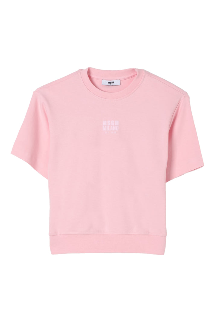 Sweat-shirt ras du cou rose pour fille