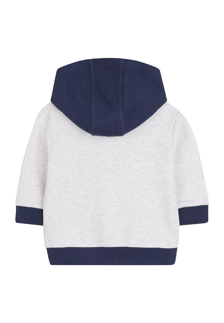 Grey-blue hooded zip-up sweatshirt for boys