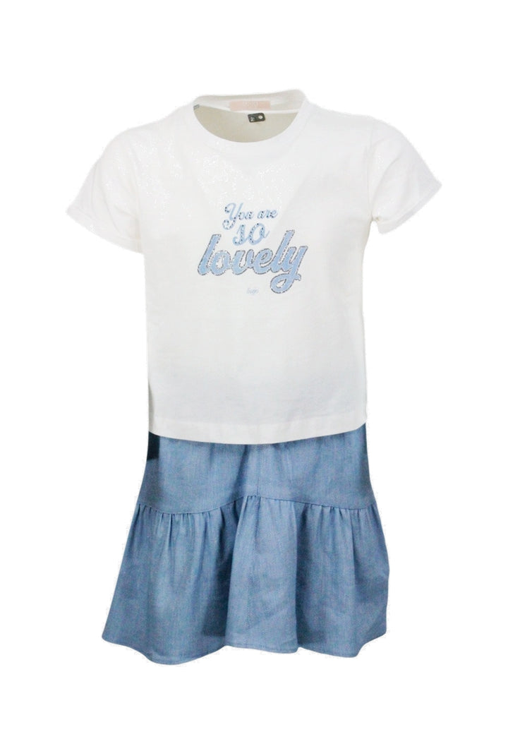 Completo bianco-celeste per bambina - Primamoda kids