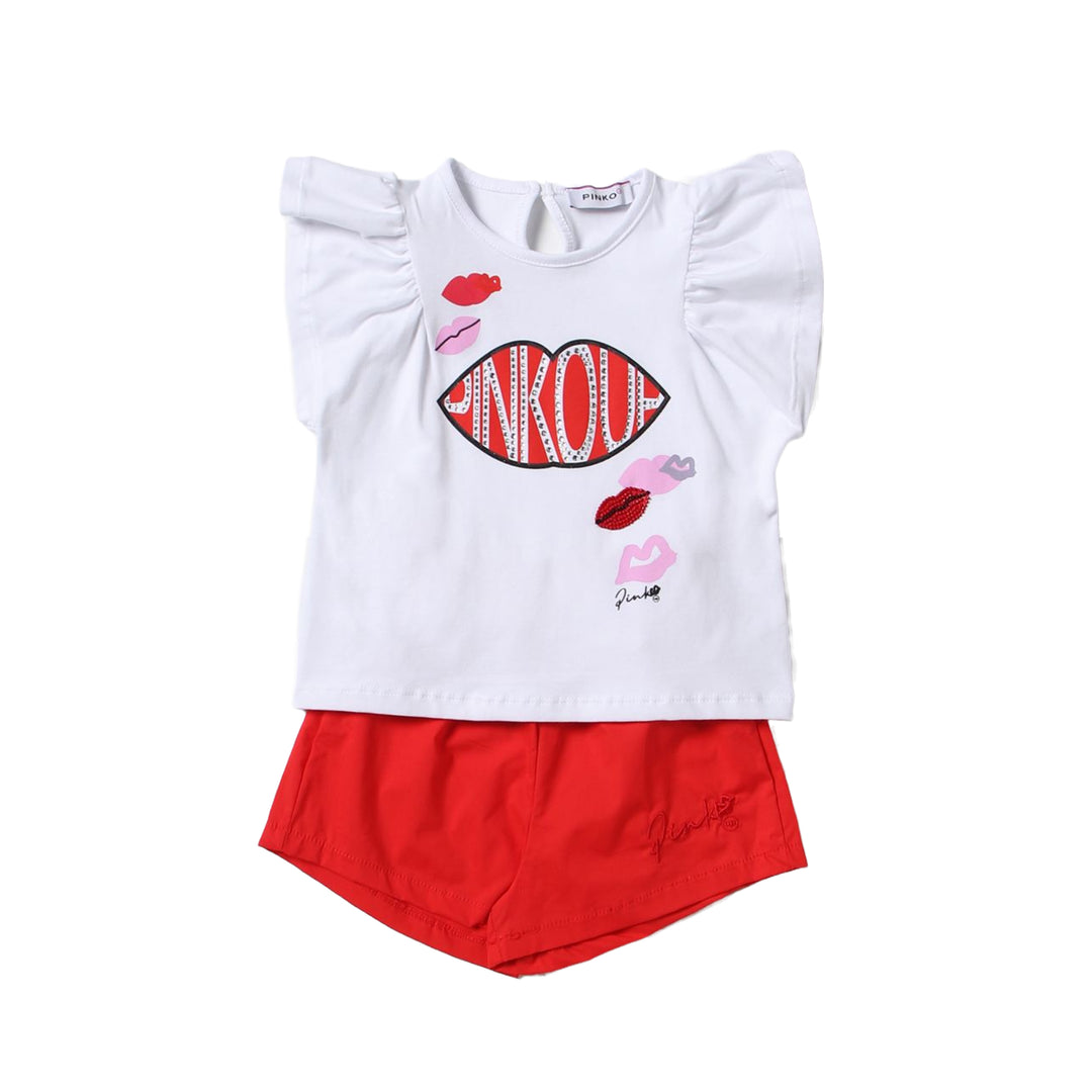 Completo bianco-rosso per neonata - Primamoda kids
