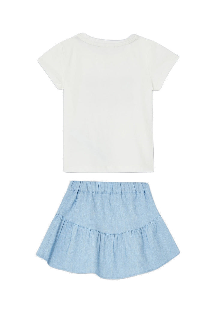 Completo bianco-celeste per bambina - Primamoda kids