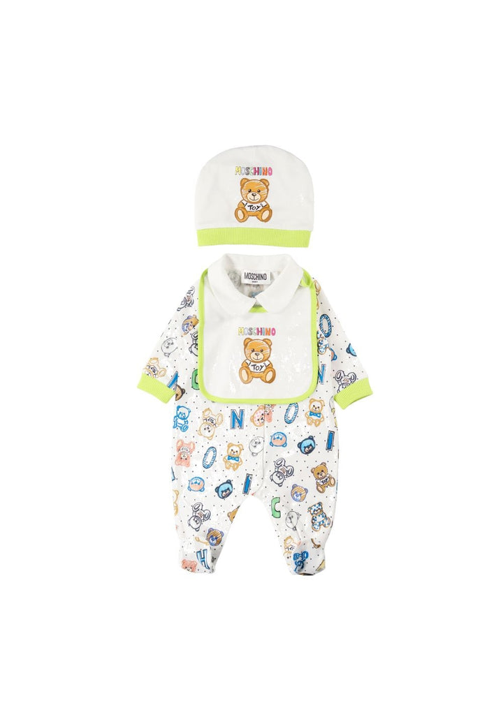 Tutina, cappello e bavaglio bianco per neonato - Primamoda kids