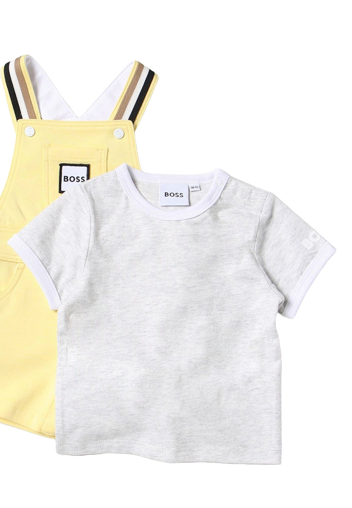 Completo salopette giallo-grigio per neonato - Primamoda kids