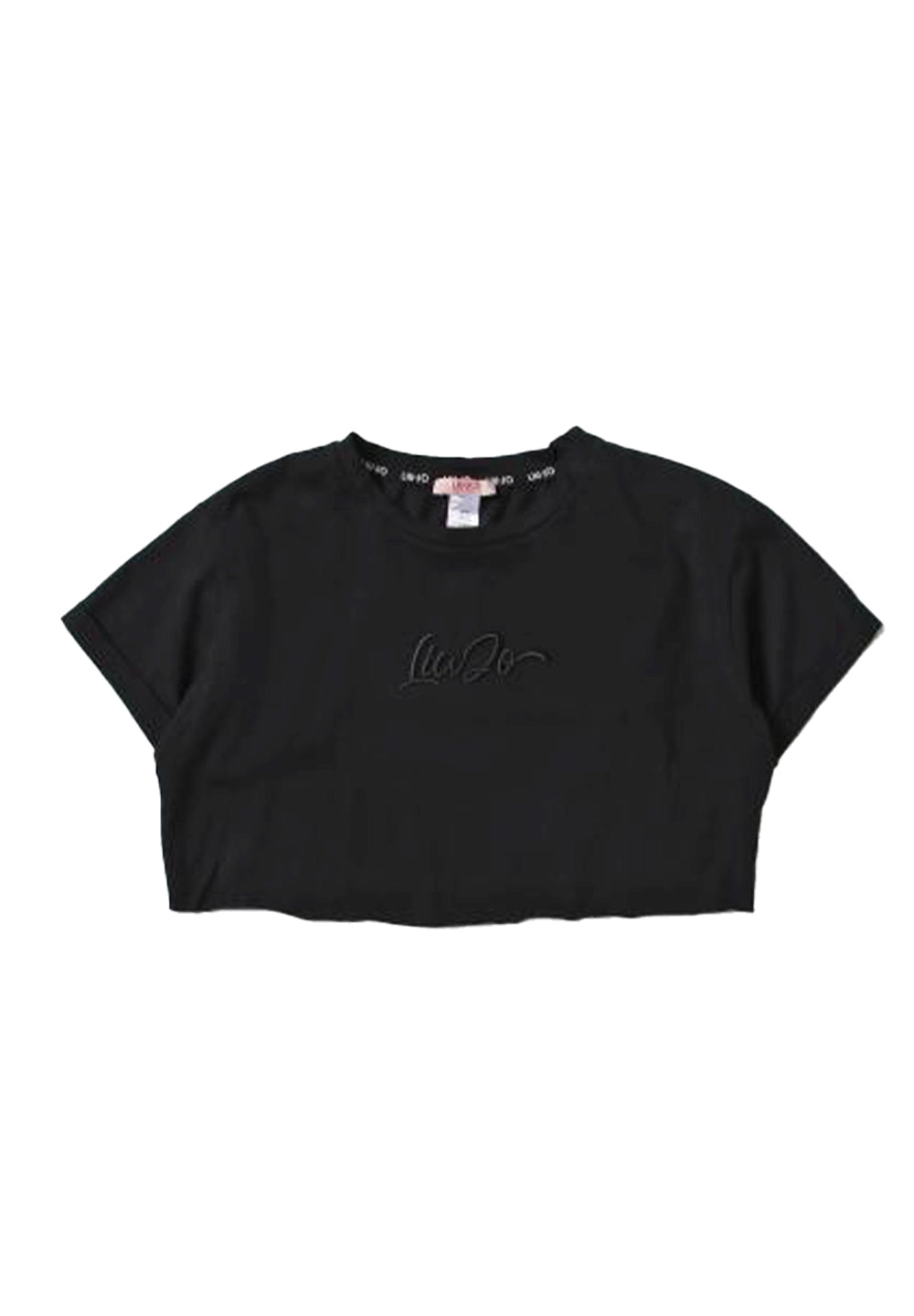 T-shirt cropped nera per bambina - Primamoda kids
