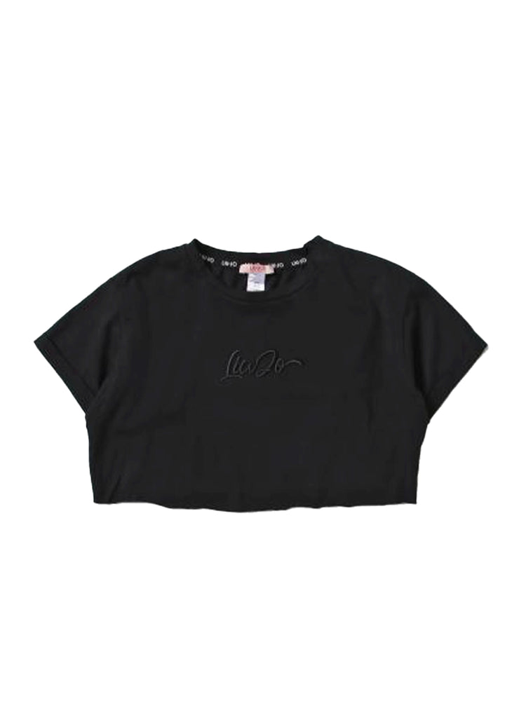 T-shirt cropped nera per bambina - Primamoda kids