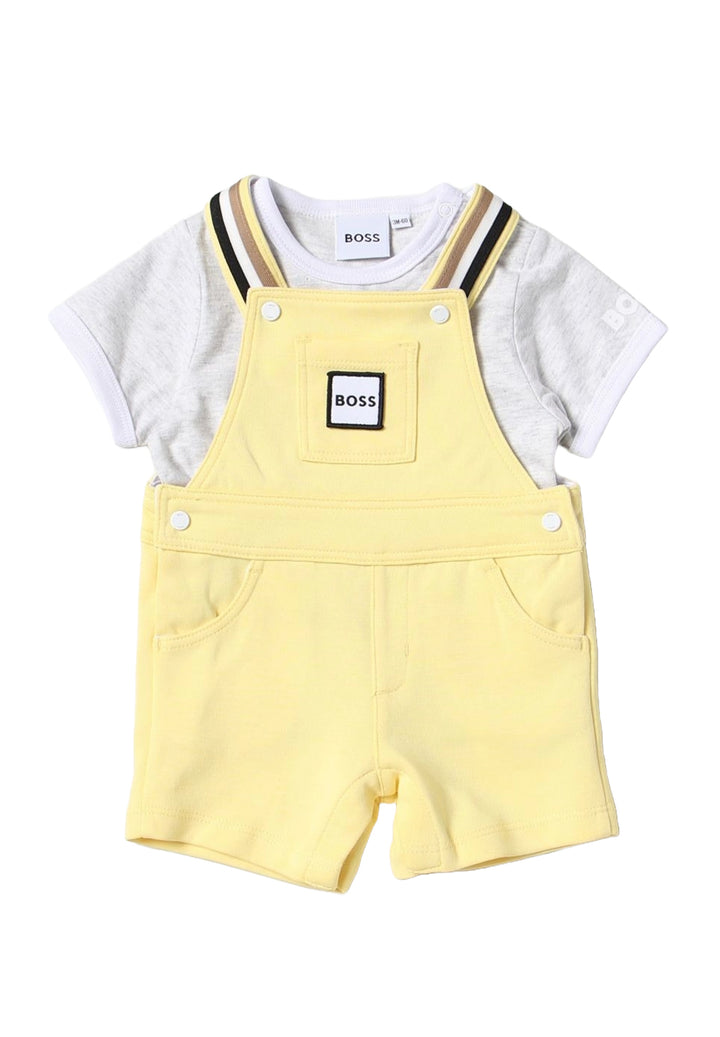 Completo salopette giallo-grigio per neonato - Primamoda kids