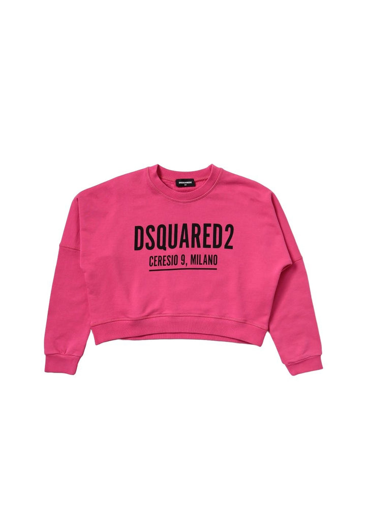 Felpa girocollo fuxia per bambina - Primamoda kids