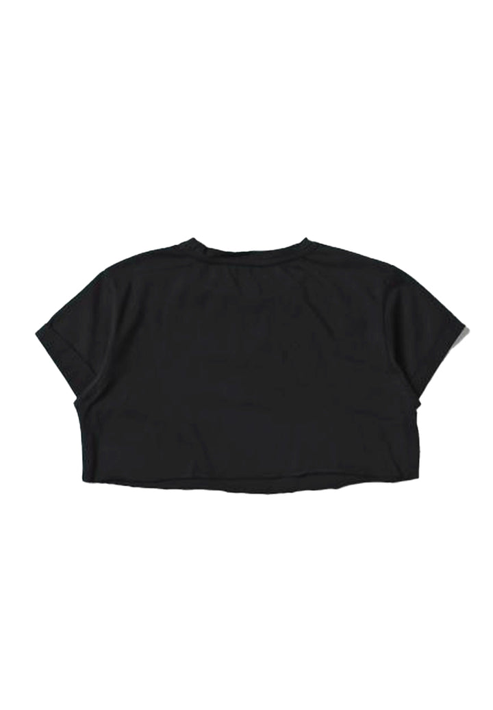 T-shirt cropped nera per bambina - Primamoda kids