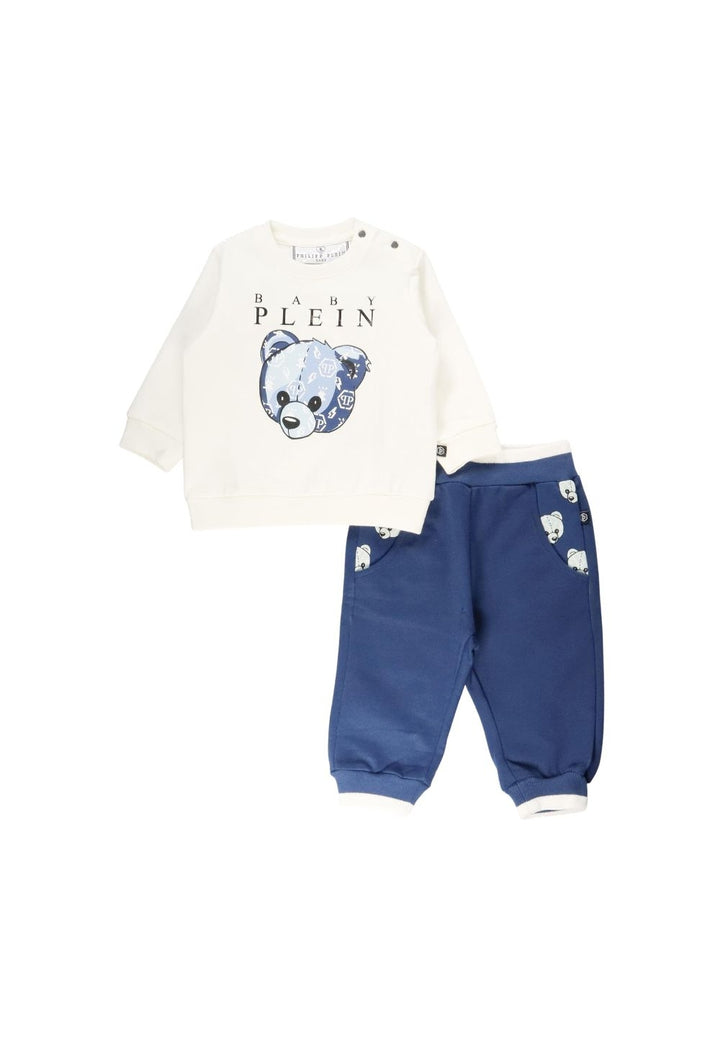 Completo felpa bianco-blu per bambino - Primamoda kids