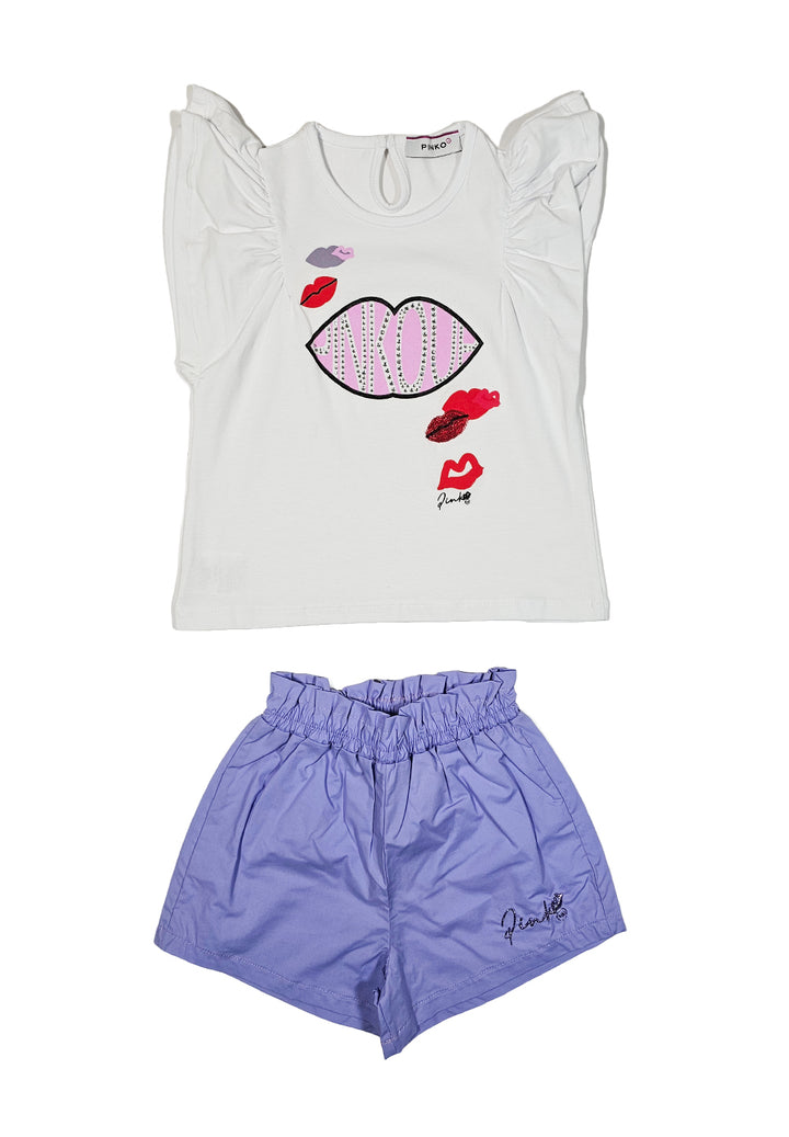 Completo bianco-lilla per bambina - Primamoda kids