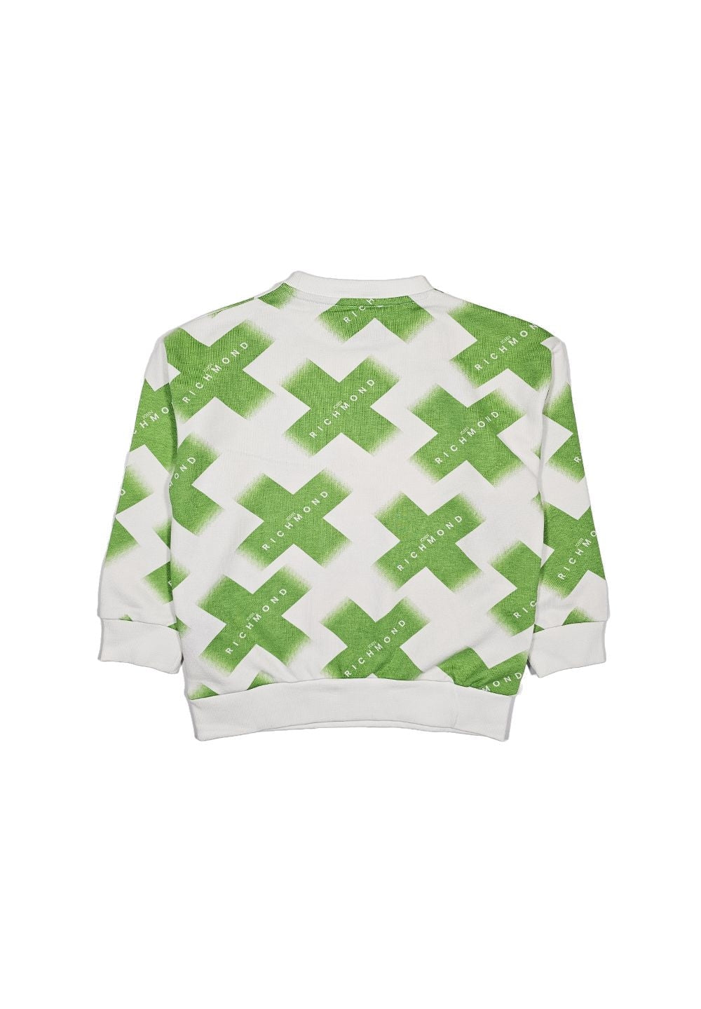 Felpa girocollo bianco-verde per bambino - Primamoda kids