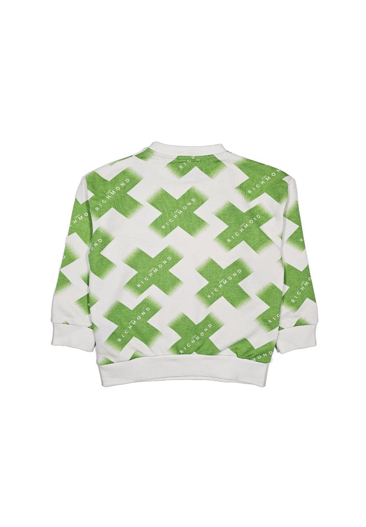 Felpa girocollo bianco-verde per bambino - Primamoda kids